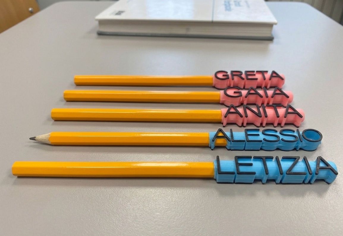 Coprimatita Personalizzato con Nome – Gommoso e Colorato – Accessorio Scuola Stampato in 3D